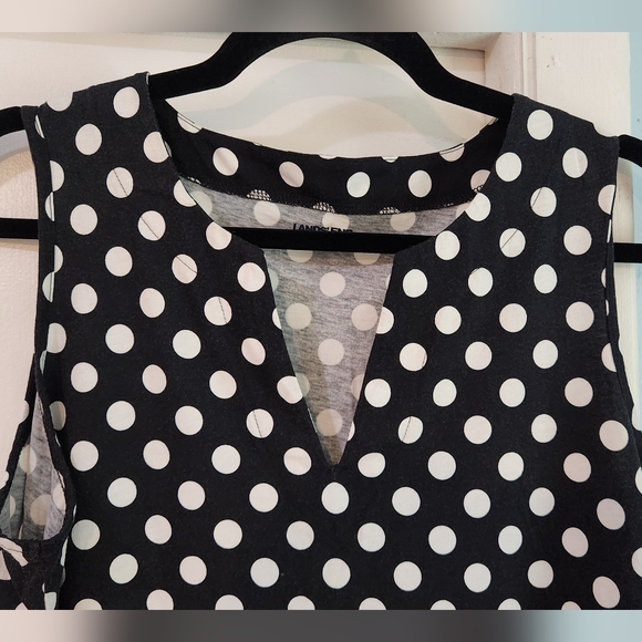 Women's Lands' End Black With White Polka-Dots Cover Up, Size L - Picture 4 of 11